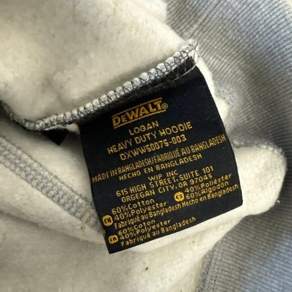 DeWalt Hoodie Large Gray Logan Heavy Duty Outdoor Pullover Pocket Workwear - Picture 8 of 8